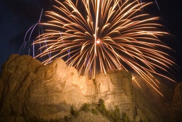 Fireworks over Mount Rushmore